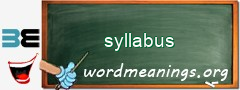 WordMeaning blackboard for syllabus